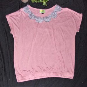 tracy porter medium size 6 - 8  womens casual dress shirt blouse pink gray